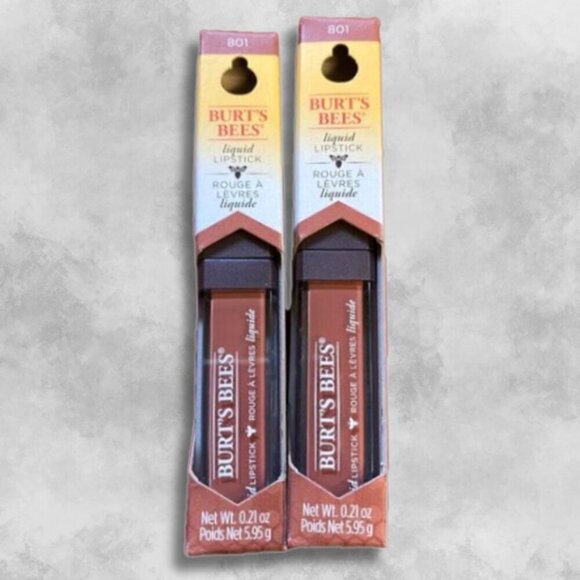 Burt's Bees Set of 2 Liquid Lipstick 100% Natural Glossy Sandy Seas 801 W BNIB - Picture 2 of 4